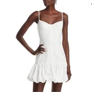 Aqua Bubble Hem White Cami Mini Dress NWT Large
